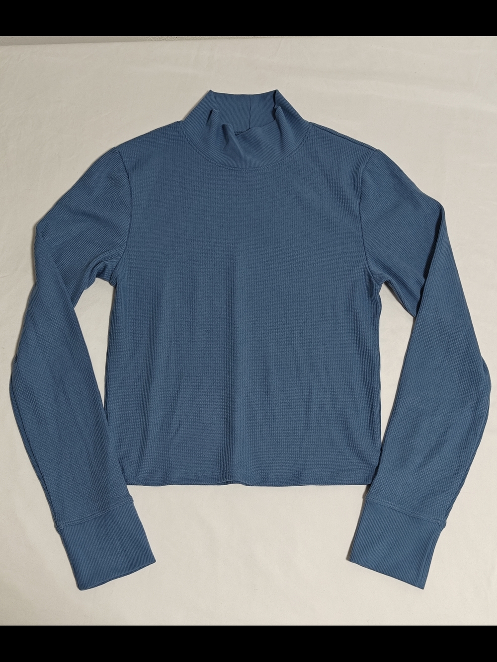American Eagle Outfitters Steel Blue Ribbed Mock Neck Long Sleeve Top